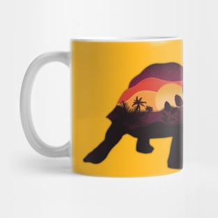 Minimalistic Paper Craft Digital Art - Sunset Tortoise Mug